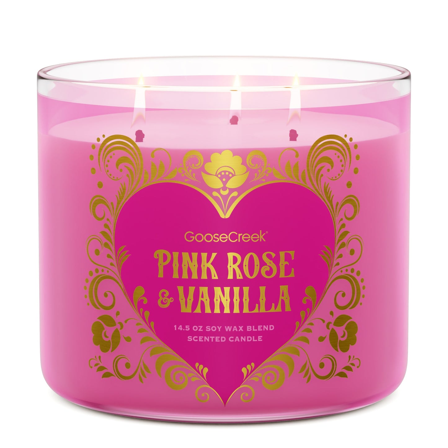 Pink Rose & Vanilla 3-Wick Candle